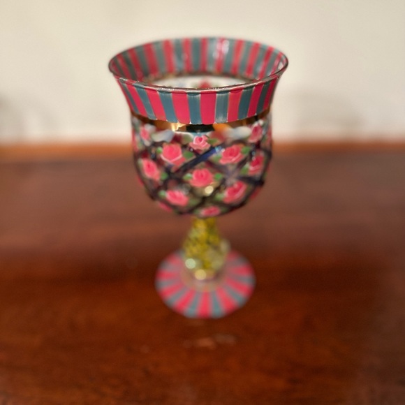 MACKENZIE-CHILDS Glass Circus Rose Handpainted Goblets. Circa 90’s - Picture 2 of 7